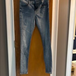Express Blue Skinny Jeans with Modern Fading